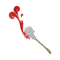 retro cartoon bloody medieval mace
