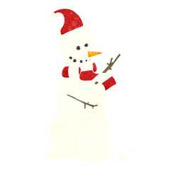 retro cartoon snowman