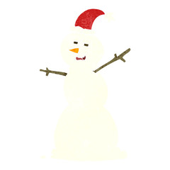 retro cartoon unhappy snowman