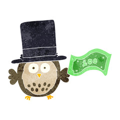 retro cartoon rich owl