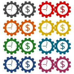 Time is money, Business gears concept icons set