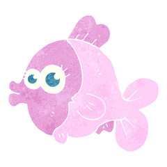 funny retro cartoon fish with big pretty eyes
