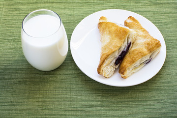 Milk and blueberry cobbler puff pastry breakfast