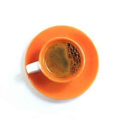 orange cup of coffee