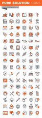 Set of thin line web icons for graphic and web design and development. Icons of clinic and hospital facilities, pharmacy, laboratory tests, medical equipment and supplies, dental care theme