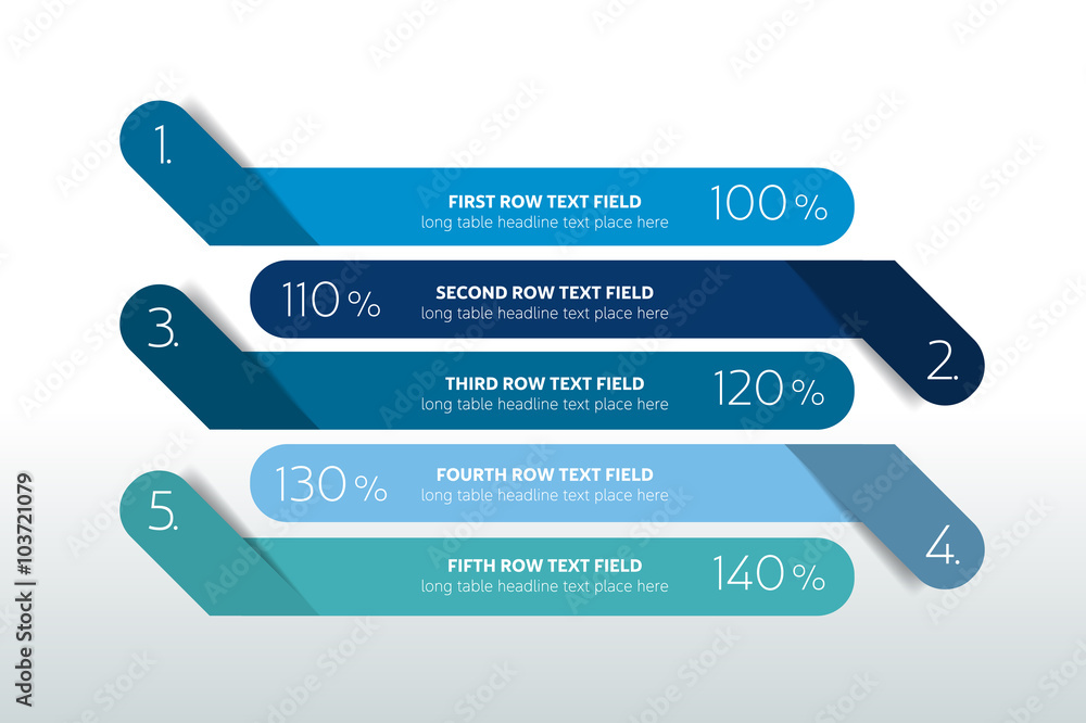 Poster table, schedule design template with 5 row. vector banner.