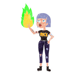 retro cartoon rock girl