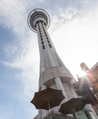 The view from the base of Auckland sky tower, the famouse landma