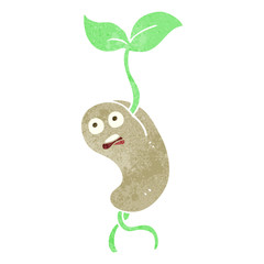 retro cartoon sprouting seed