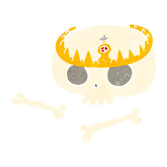 retro cartoon skull wearing tiara
