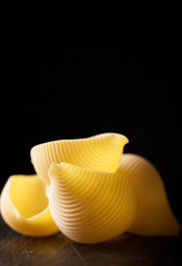 Pasta closeup on black background