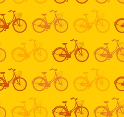 Obraz premium Bicycle Seamless Pattern. Lady's bike with basket. Outline colorful bicycles.