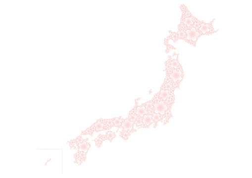 桜の花模様の日本地図のイラスト