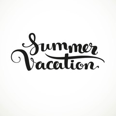 Summer vacations black calligraphic inscription on a white backg