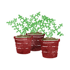 retro cartoon potted plants