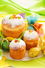 Easter cakes on the holiday table.