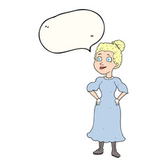 speech bubble cartoon victorian woman in dress