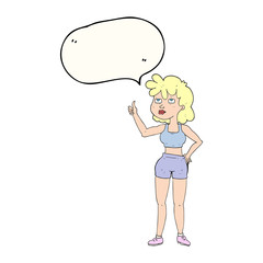 speech bubble cartoon gym woman