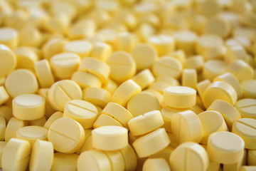 Many medication tablets and pills