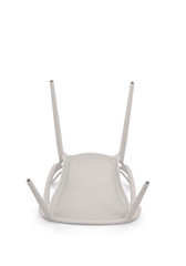 White Plastic Outdoor Cafe Chair on White Background, Bottom View