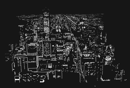 Big City Lights Handcrafted Illustration Vector Artwork