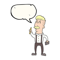 speech bubble cartoon man with notebook
