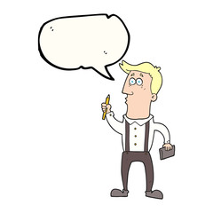 speech bubble cartoon man with notebook