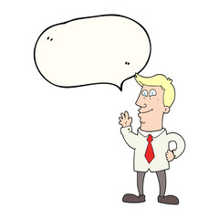 speech bubble cartoon waving man