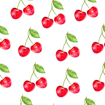 Cherry seamless vector pattern. Perfect for wallpaper, wrapping paper, textile, cosmetics and package design.