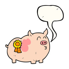 speech bubble cartoon prize winning pig