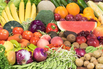 Various fresh  fruits and vegetables organic for healthy