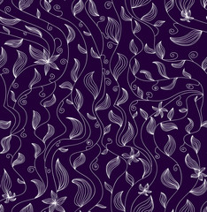 Obraz premium Beautiful vector violet floral seamless pattern