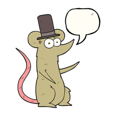 speech bubble cartoon mouse wearing top hat