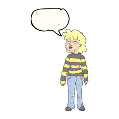 speech bubble cartoon woman in casual clothes