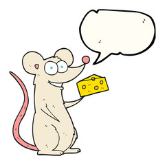 speech bubble cartoon mouse with cheese