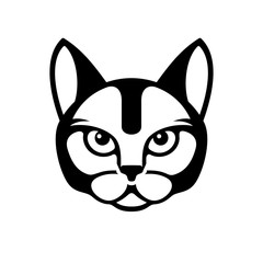 Black Cat Face Icon on White Background. Vector