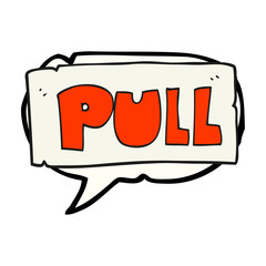 speech bubble cartoon door pull sign