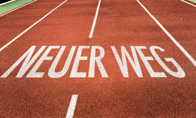 New Way (in German) written on running track