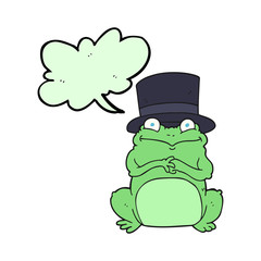 speech bubble cartoon frog in top hat