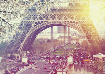 Spring in Paris . Vintage colored picture. Business, Love and travel concept