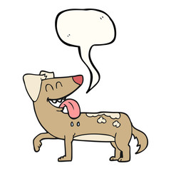 speech bubble cartoon panting dog