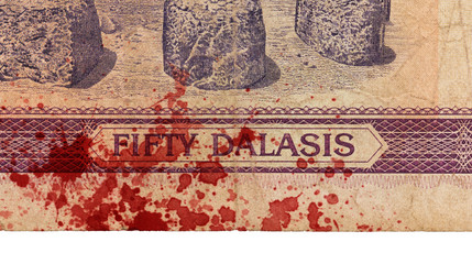 Fototapeta premium 50 Gambian dalasi bank note, bloody