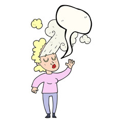speech bubble cartoon woman letting off steam