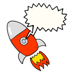speech bubble cartoon flying rocket