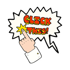 speech bubble cartoon click this symbol with hand