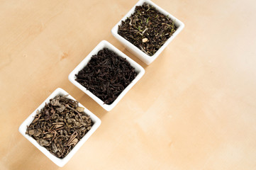 assortment of dry tea in ceramic