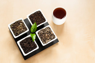 assortment of dry tea in ceramic