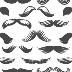 Black and white moustaches seamless pattern