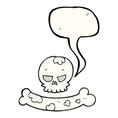 speech bubble cartoon skull and bone symbol