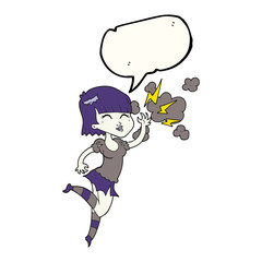 speech bubble cartoon vampire girl flying